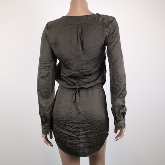 Jacob Long Sleeve Mini Shirt Dress Army Utility Buttoned Drawstring Gorpcore - Picture 7 of 15